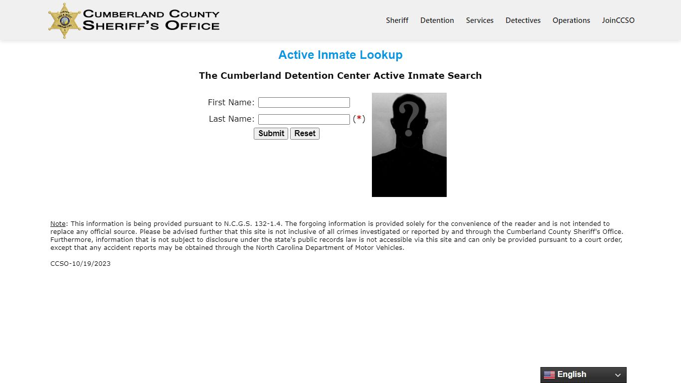 Active Inmate Lookup – Cumberland County Sheriff's Office